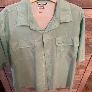 Izod Green Casual Button Down Shirt